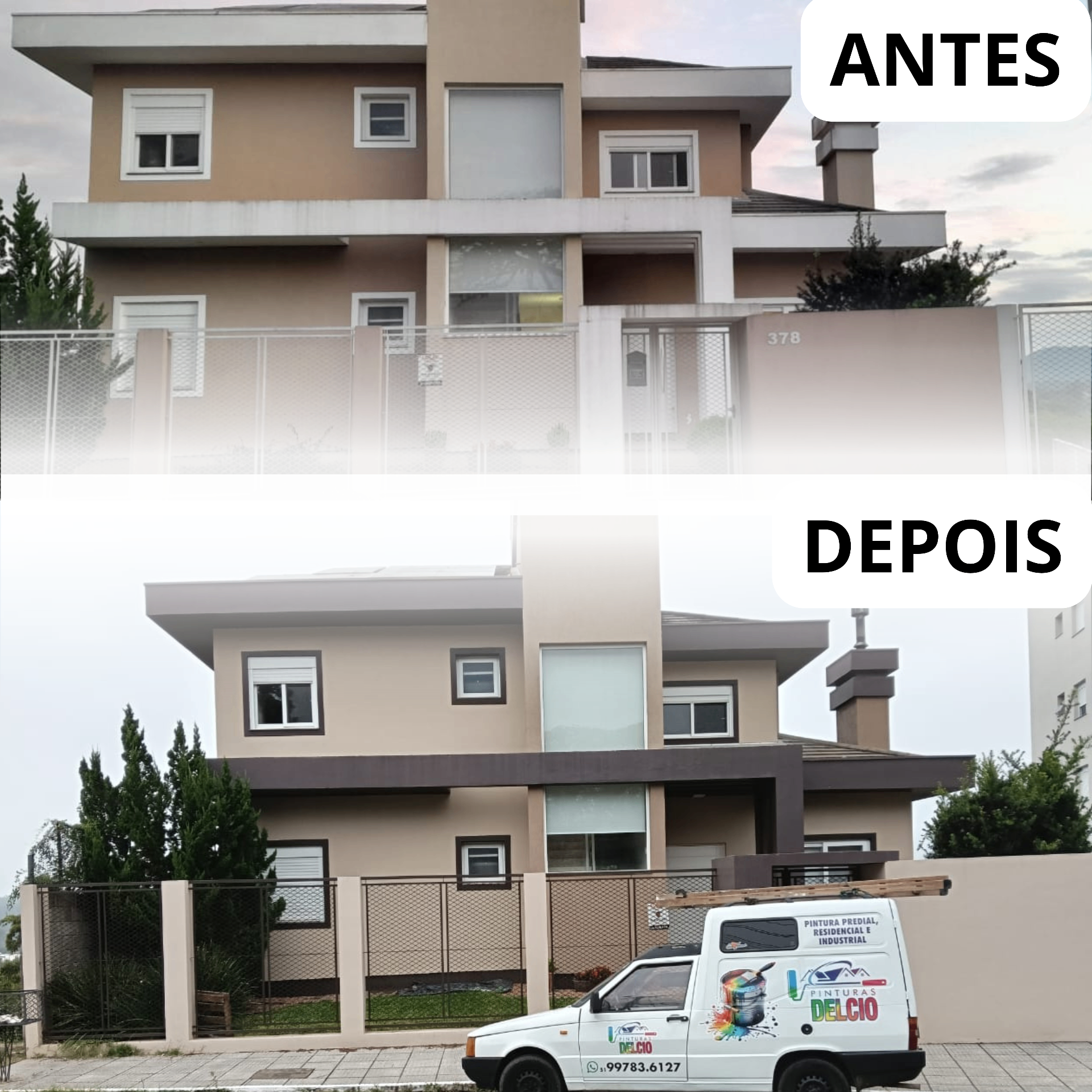 Pintura residencial antes e depois